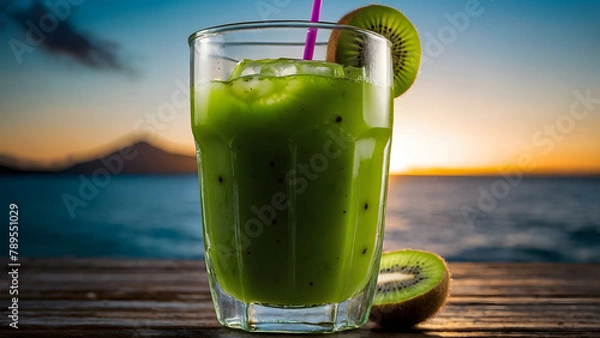 Fototapeta vibrant photo of Kiwi Juice with Sliced Garnish