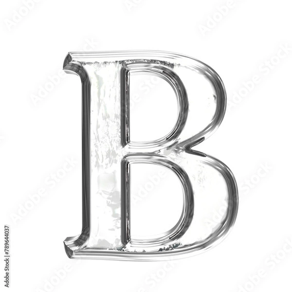 Fototapeta Ice 3d symbol in a silver frame. letter b