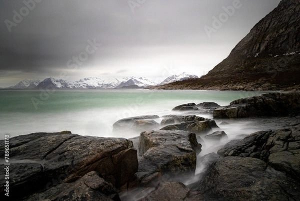 Fototapeta The water feature on Rørvik beach