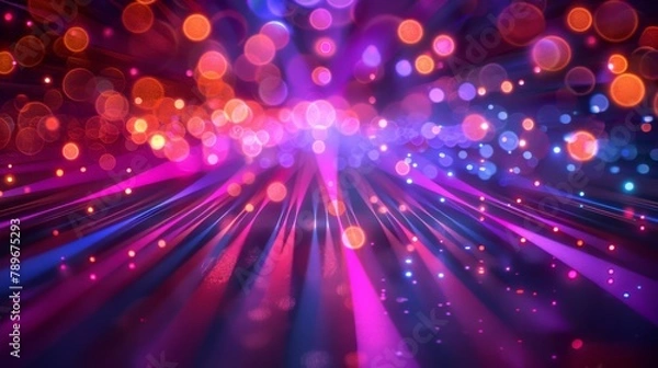 Fototapeta A colorful abstract background with bright lights and dots, AI