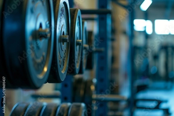 Fototapeta Yoga mat dumbbell and jump rope top view, gym elements, gym background, gym center background, gym banner, gym, bodybuilding background, bodybuilding 