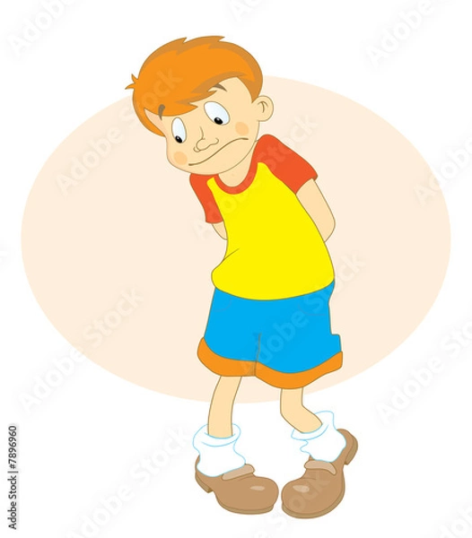 Fototapeta Sad boy looking down