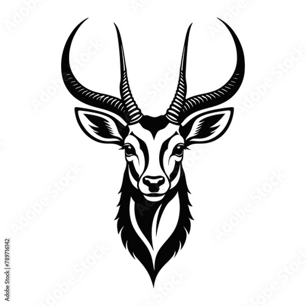 Fototapeta Deer head, face logo. Vector logo template. Vector illustration.