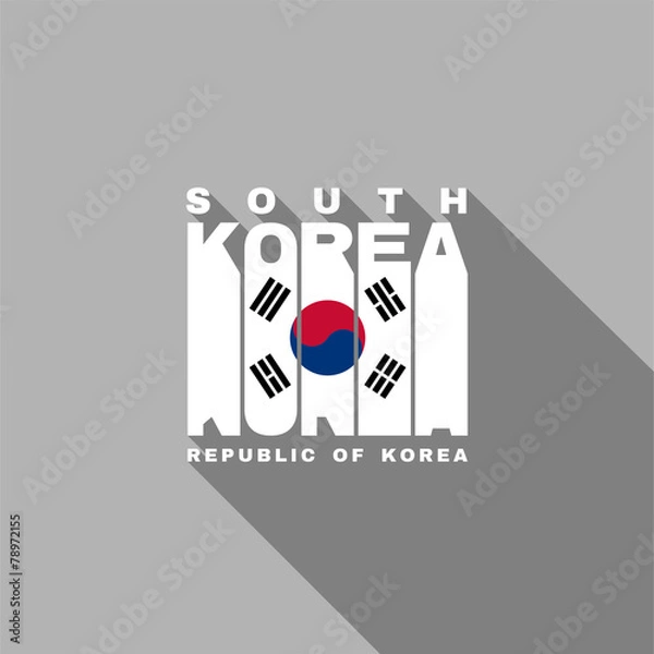 Obraz South Korea flag typography, t-shirt graphics, flat design.