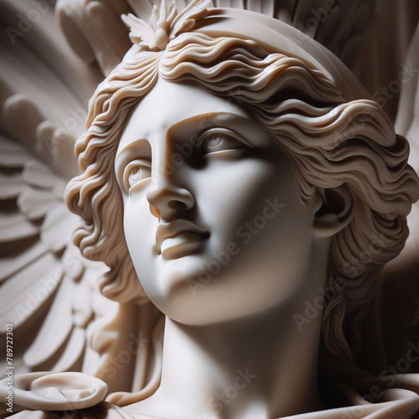 Fototapeta Athena marble statue, the ancient goddess of science and knowledge, Athens Greece. Athena the ancient Greek goddess. Statue of greek goddess.	