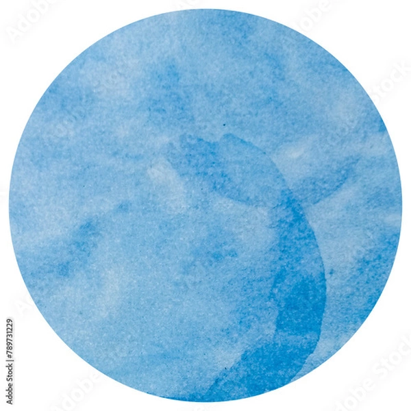 Fototapeta Abstract blue watercolor background. Hand painted abstract blue paint circle.