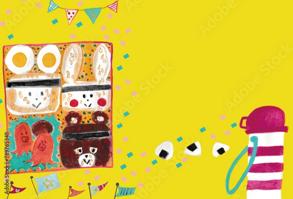 Fototapeta 運動会のお弁当のイラストテンプレート