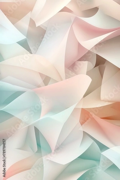 Obraz Minimalistic abstract background with soft, overlapping geometric shapes in pastel tones, perfect for a calm and modern aesthetic
