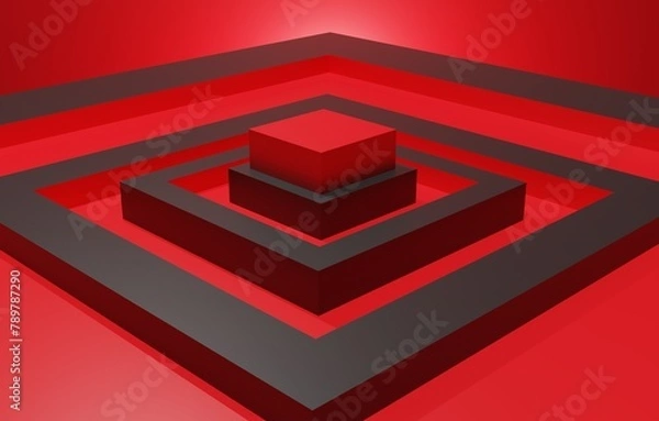 Obraz 3D Render Illustration Red Cube Maze Backgound