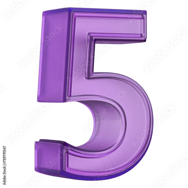 Fototapeta 5 Number Purple 3D Render