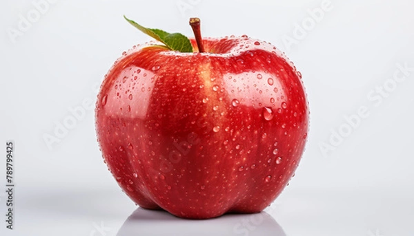 Fototapeta A red apple with water droplets on its skin.