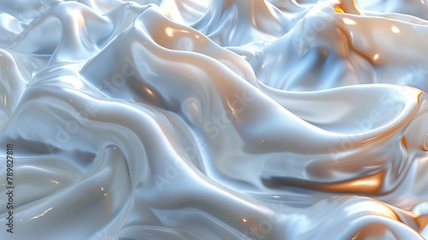 Obraz 白色のプラスチックとマーブルが融合したホログラフィックの抽象的な3Dレンダリング < Generative AI >