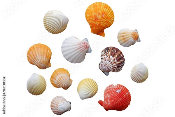 Fototapeta seashells, isolated on transparent background. Set of seashells. 