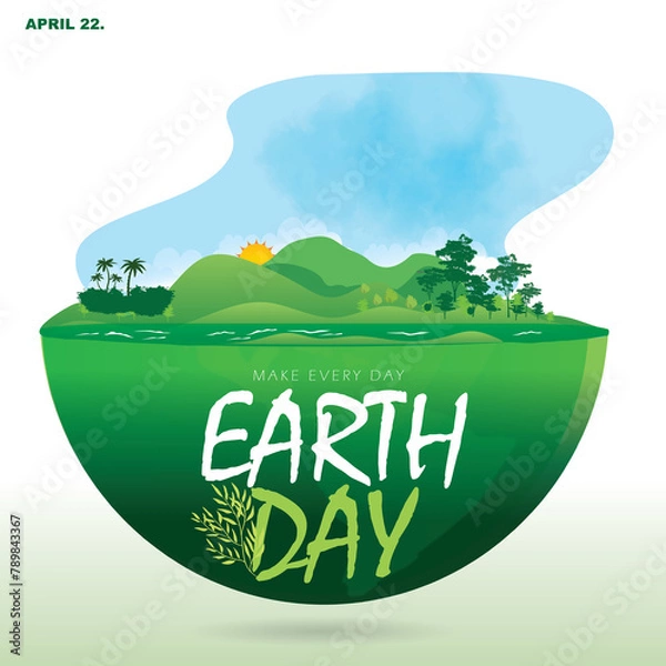 Fototapeta Earth Day celebrations often highlight the importance of environmental conservation and eco-activism. The idea of the Earth being decorated by leaves is a powerful symbol of nature's beauty our planet