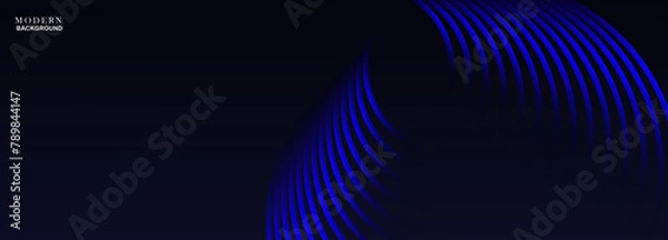 Fototapeta Dark blue abstract background with glowing geometric lines. Modern shiny blue lines pattern. Futuristic technology concept abstract wave dark background. vector illustration.
