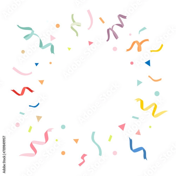 Fototapeta Birthday frame png background, colorful ribbons, transparent design