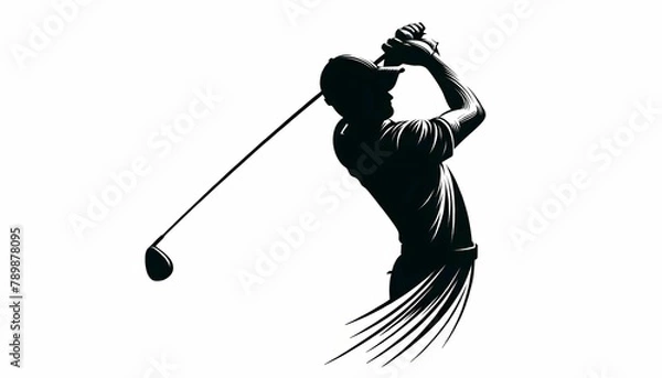 Obraz black golfer picture white background