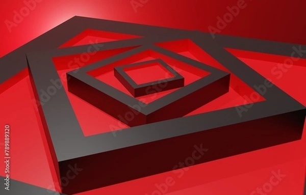Obraz 3D Render Illustration Red Cube Maze Background Abstract