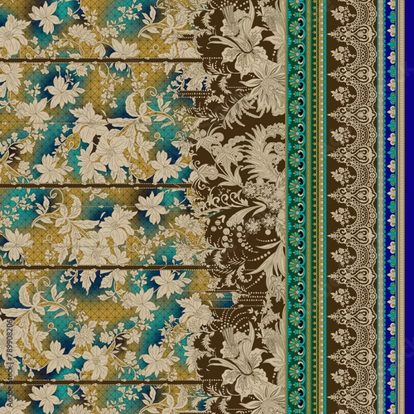 Obraz Textile and digital seamless pattern design 