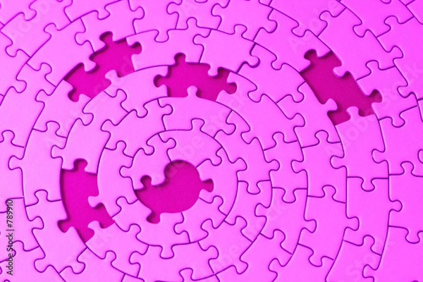 Fototapeta jigsaw in pink with five missing pieces
