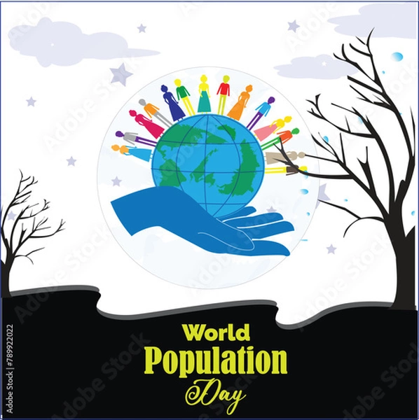 Fototapeta This is simple and vector World Population day Background and it is editable.