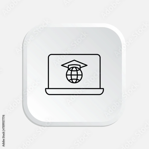 Fototapeta distance education icon, online learning, remote learning, virtual learning, e-learning, distance learning, online education, virtual education, remote education, digital learning, distance learning
