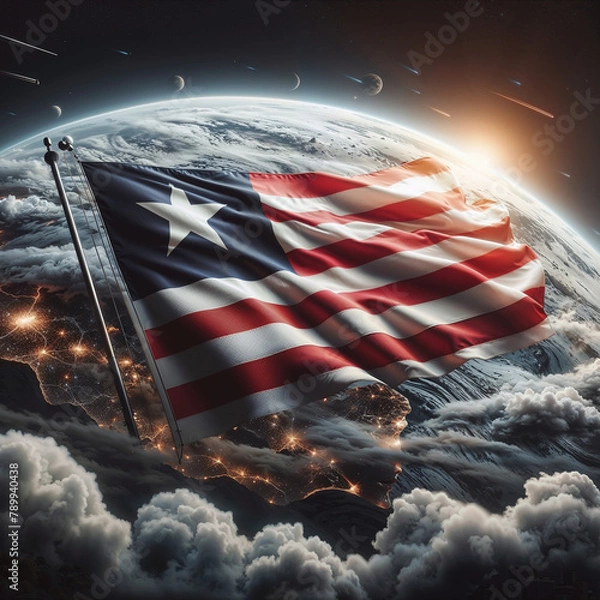 Fototapeta 3D rendered Liberia flag, isolated on a clean background. High-quality, realistic depiction perfect for various uses, Generated by AI.