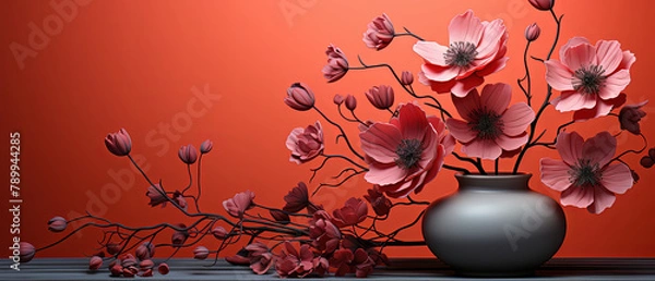 Obraz a vase with flowers in it on a table