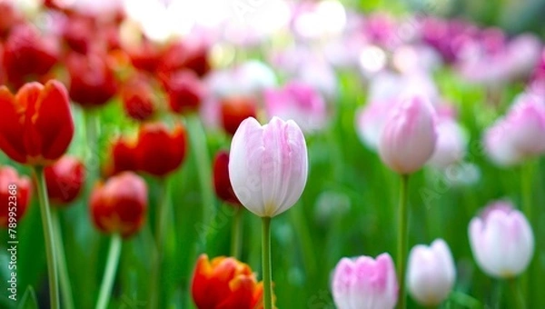 Obraz pink and white tulips
