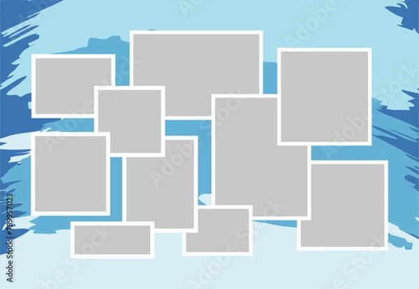 Fototapeta Pictures or photos frame collage. comics page grid layout abstract photo frames and digital photo wall template
