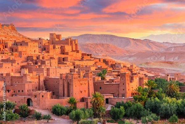 Obraz Ait-Ben-Haddou, Ksar or fortified village in Ouarzazate province, Morocco. Prime example of southern Morocco architecture.