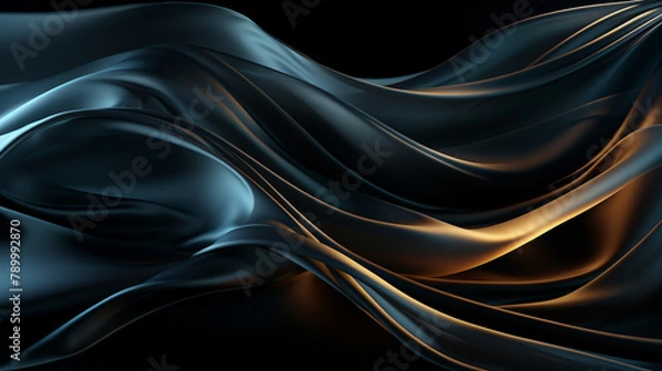 Obraz black transparent fabric wallpaper background сreated with Generative Ai