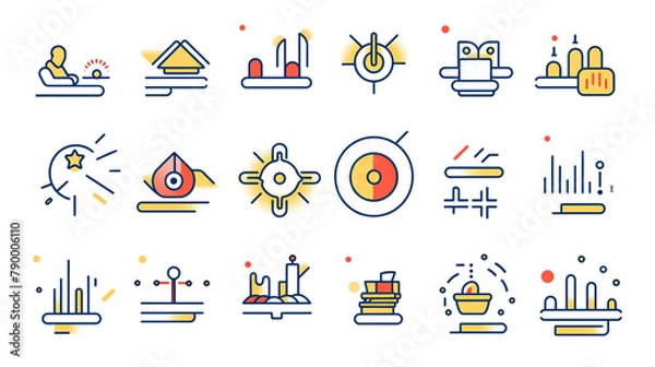 Fototapeta Set of outline icons related to analysis, infographic, analytics сreated with Generative Ai