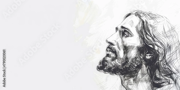 Fototapeta Hand-drawn Sketch Illustration of Jesus Christ on a Clean Background with Space for Text