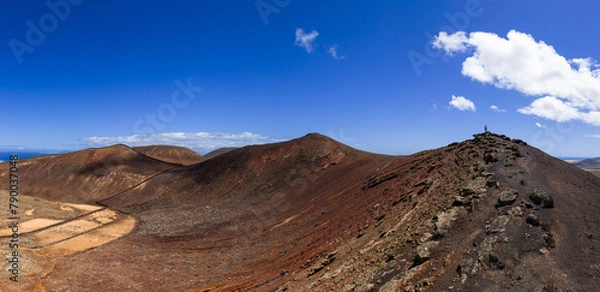 Obraz Dramatic aerial image of the volcanic mountains landscape and Calderon Hondo near Corralejo in Fuerteventura Canary Islands Spain