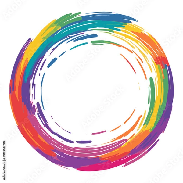 Fototapeta rainbow colors brush strokes in circle round shape vector illustration design 