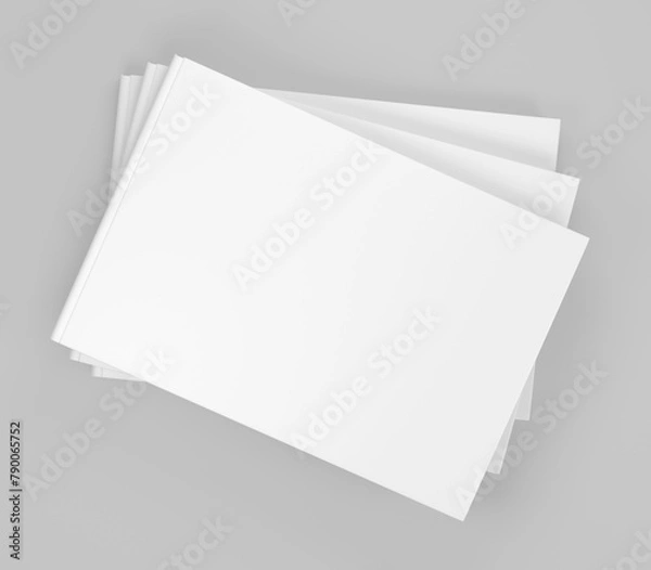 Fototapeta White Landscape Book Mockup, 3D rendered light rectangular book, notebook isolated on a light background