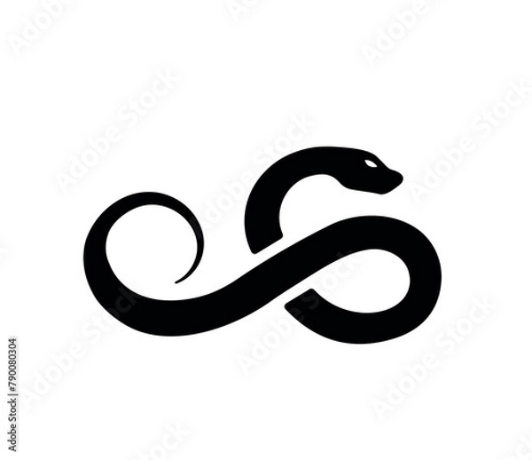 Fototapeta Black snake coiled into an infinity sign, vector eps 10