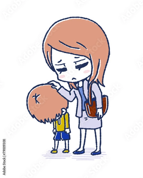 Fototapeta 謝罪する親子