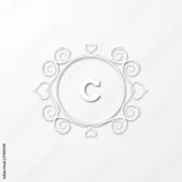 Obraz monogram label alphabet shadow halfton