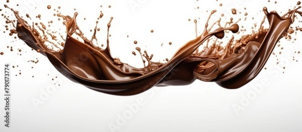 Fototapeta A close up of a chocolate splash on a white surface