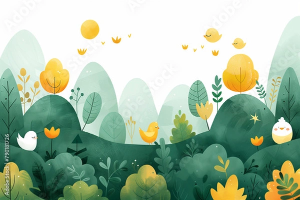 Obraz pattern with flowers and birds