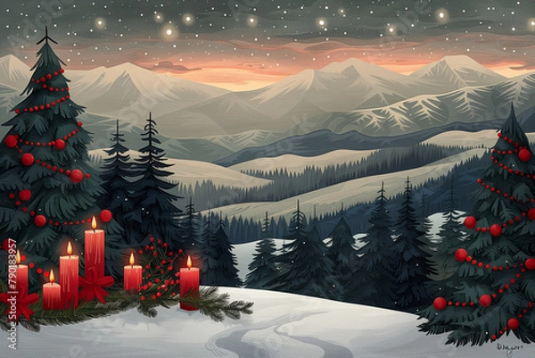 Obraz christmas tree in the mountains