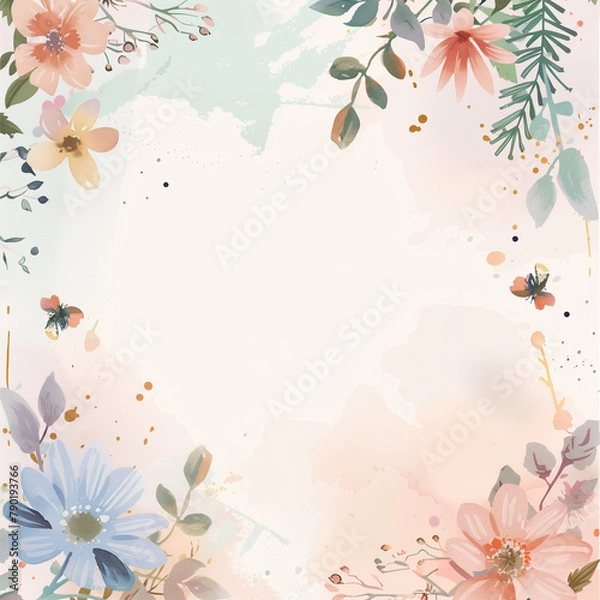 Obraz 꽃 배경 수채화 일러스트