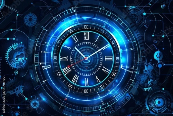 Fototapeta KSVintage alarm machine or clock in the center of abstra
