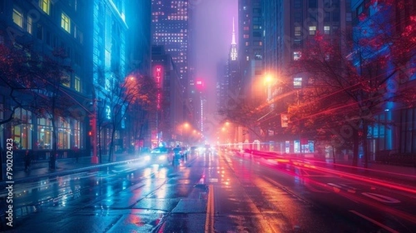 Fototapeta Craft a visually stunning scene of a journey through downtown