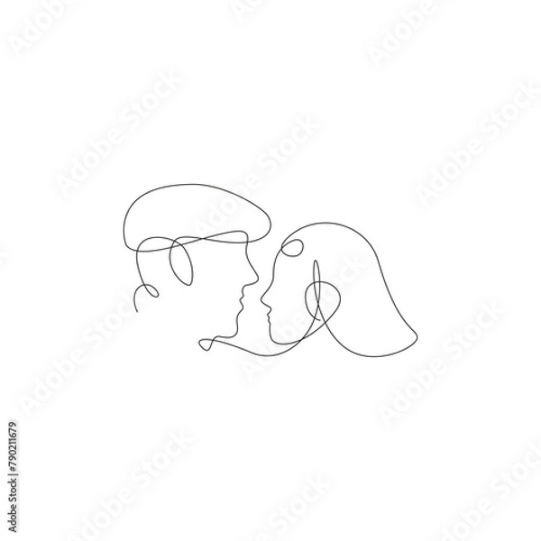 Fototapeta couple continuos line design. spouse continuos line illustration. vector lineart. monoline asset.