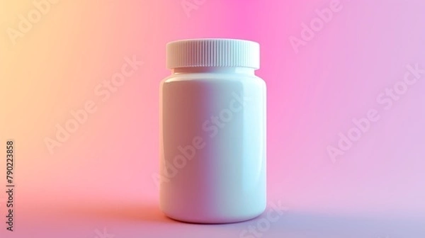 Fototapeta White Pill Bottle on a Colorful Gradient Background
