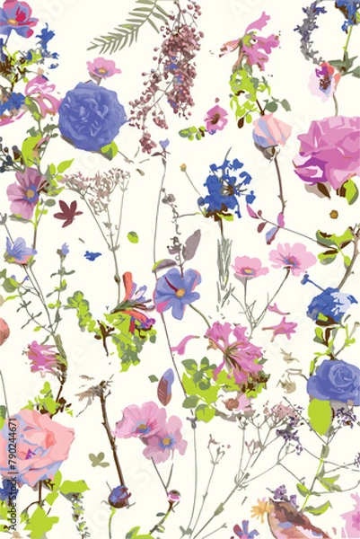 Fototapeta botanical wallpaper seamless pattern. Floral abstract print. Artistic seamless pattern. Fashionable template for design