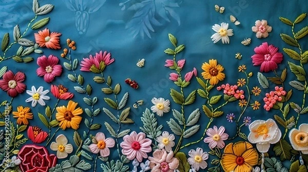 Obraz Decorative embroidery floral background.